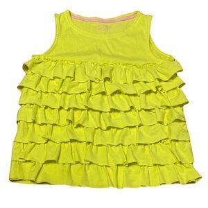 Mini Boden Girls Size 11-12 Years Neon Yellow Tiered Ruffle Sleeveless Tank Top